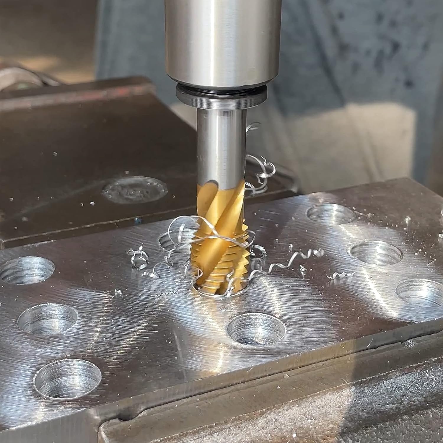 m10 x 1.25 spiral flute tap, hss titanium coated spiral flute plug threading tap