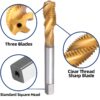 m12 x 1.25 spiral flute tap, hss titanium coated spiral flute plug threading tap m12 x 1.25