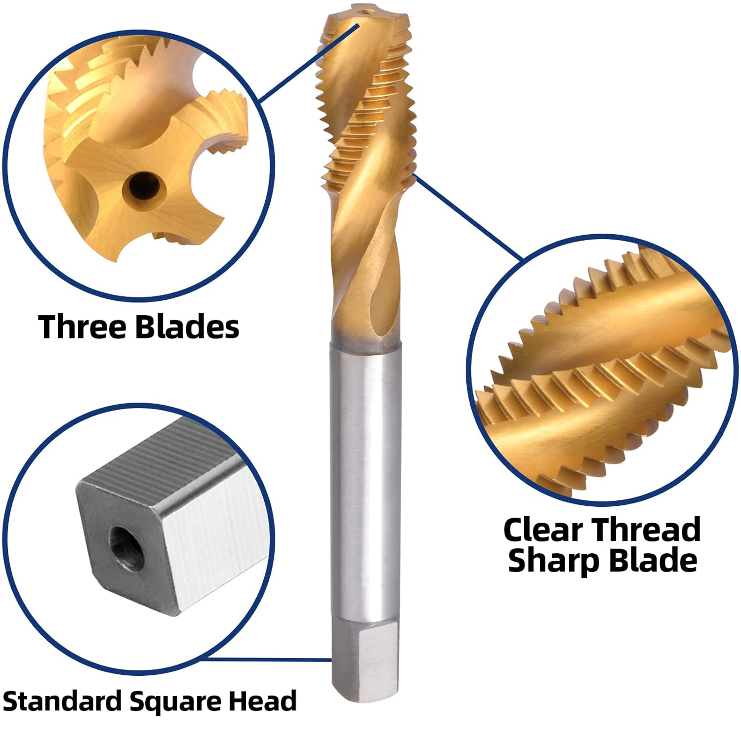 m12 x 1.25 spiral flute tap, hss titanium coated spiral flute plug threading tap m12 x 1.25